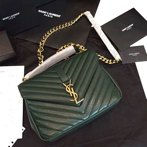 ysl college bag green